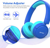 Gorsun - Audifonos Bluetooth para niños, con micrófono, regulador de volumen de 85 dB, estéreo, auriculares para niños, jóvenes